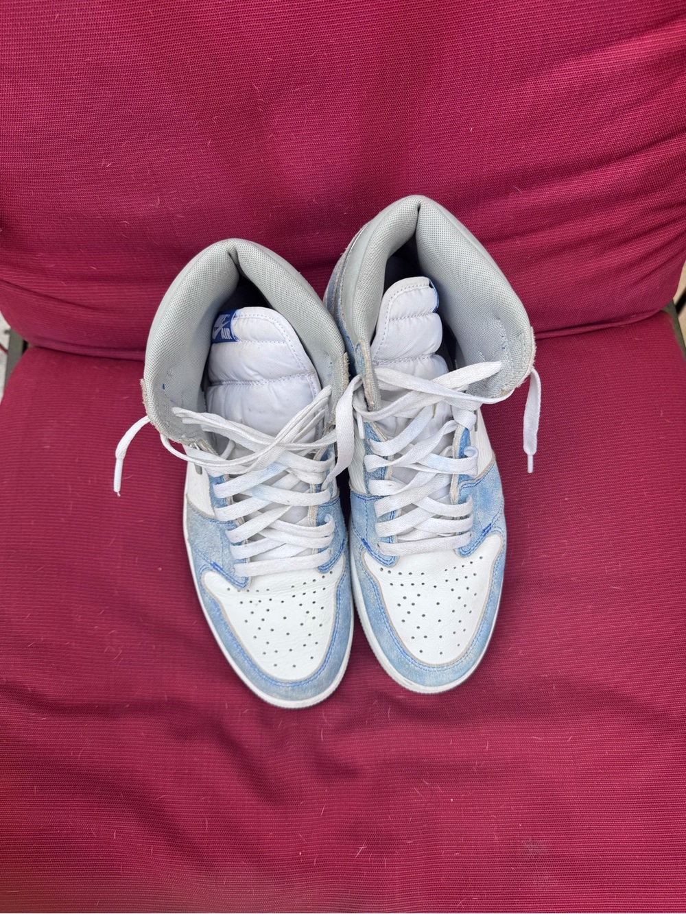 Jordan Men’s High-Top Sneakers in White and Light Blue